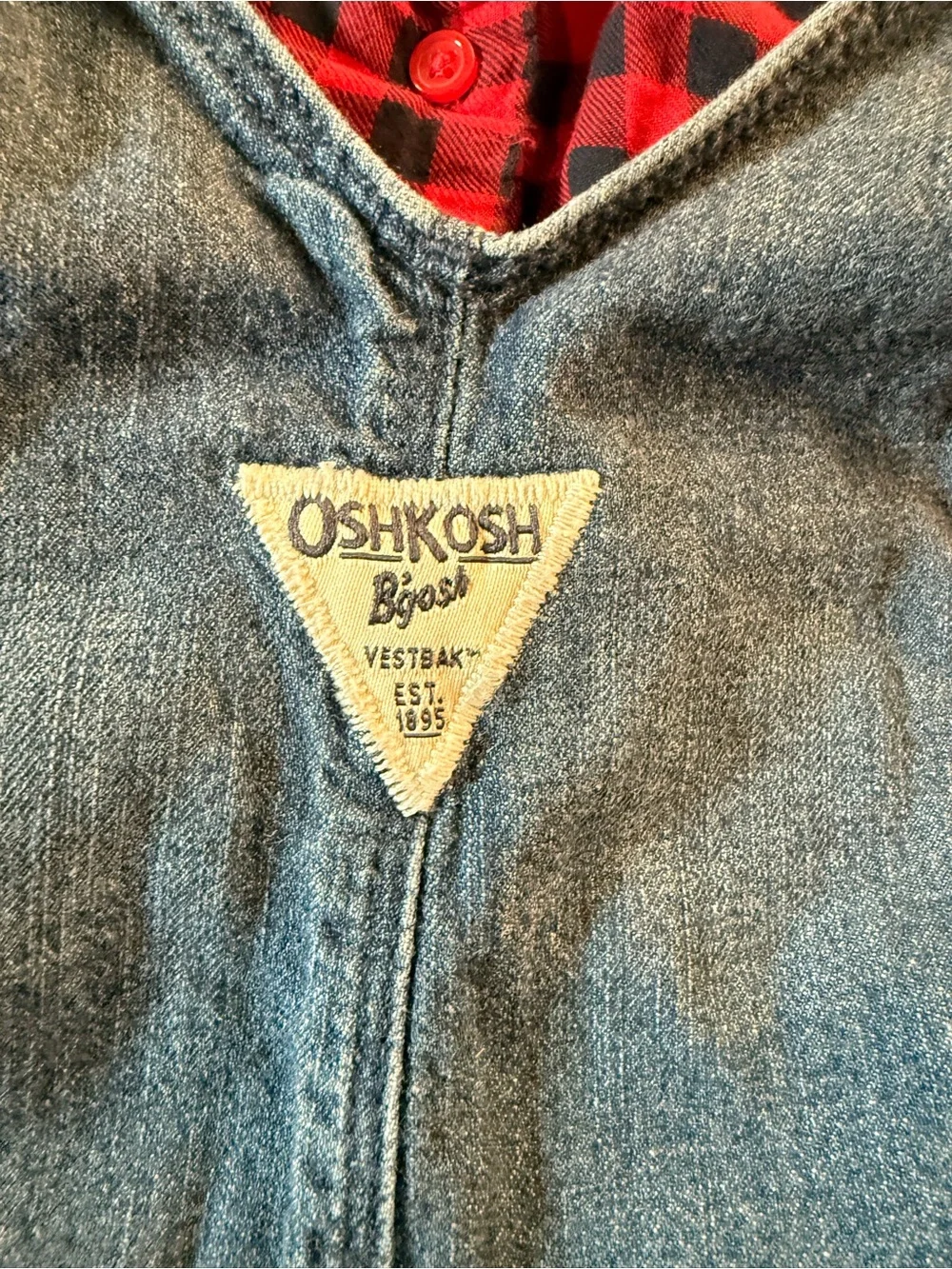 Vintage OshKosh B’gosh Overalls Set 18M Buffalo Plaid 80s 90s